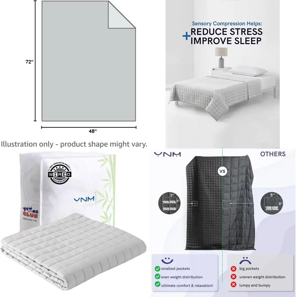 

15 lbs Cooling Weighted Blanket, Twin/Full Size for Hot Sleepers, 48x72 Rayon/Glass Beads, Light Grey