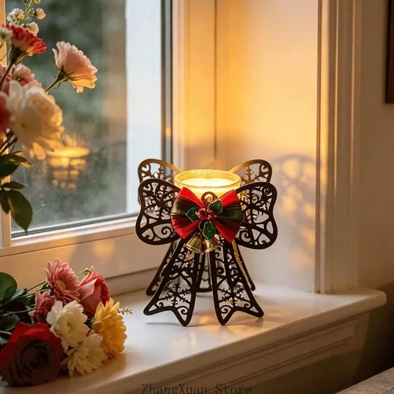 Handgefertigte Metall-Kerzenhalter, Weihnachtskerzenhalter, Kerzenhalter, festliche Tischdekoration für die festliche Jahreszeit – Detail 10