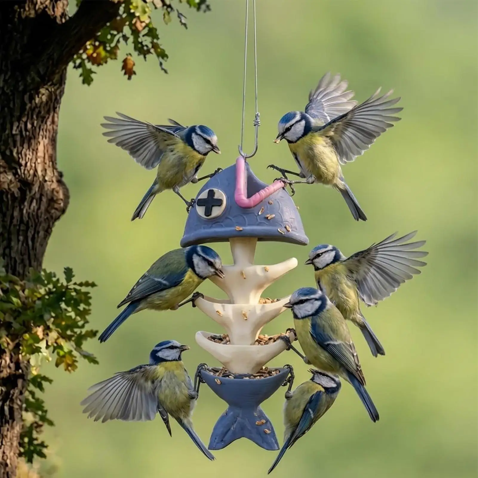 

Creative Resin Bird Feeder,Unique Fish Bone Design,Durable Outdoor Supply For Attracting Birds In Yard And Exterior Spaces