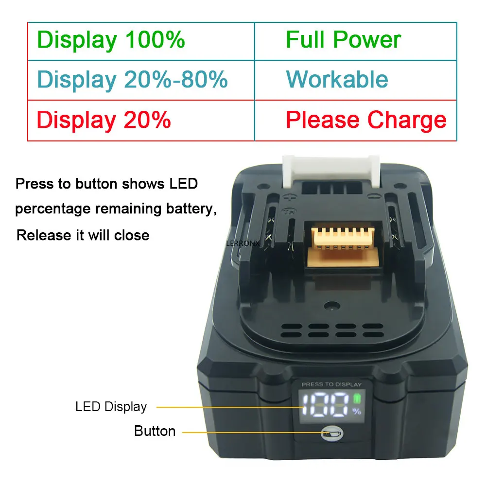 6000mAh Li-ion Rechargeable Battery for Makita 18V BL1860 BL1840 BL1850 BL1830 BL1860B LXT400 194204-5 194205-3 EU Charger