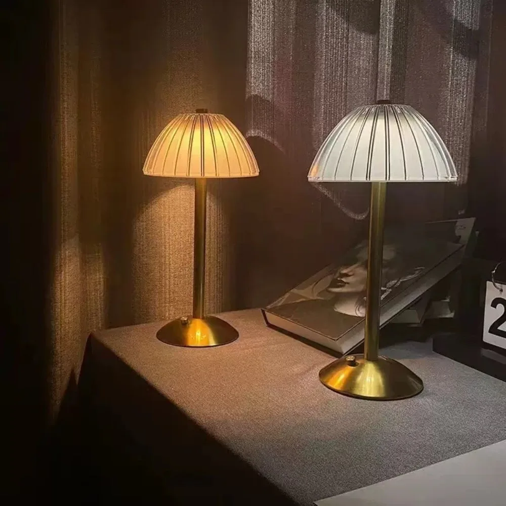 

Modern Nordic Style Table Lamp Dimmable Small Gold Bedside Lamp 3 Colors Cordless Nightstand Light Living Room