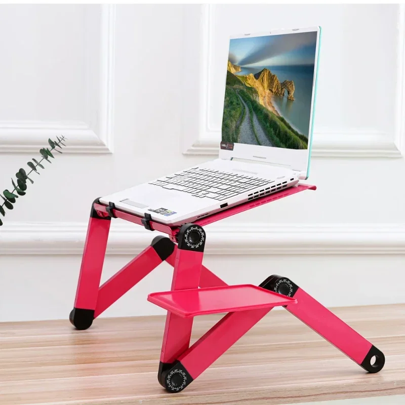 360 °Height Adjustment Folding Laptop for Bed Office Dormitory Sofa Standing Table with Fan Cooling USB Study Writing Lazy Desk