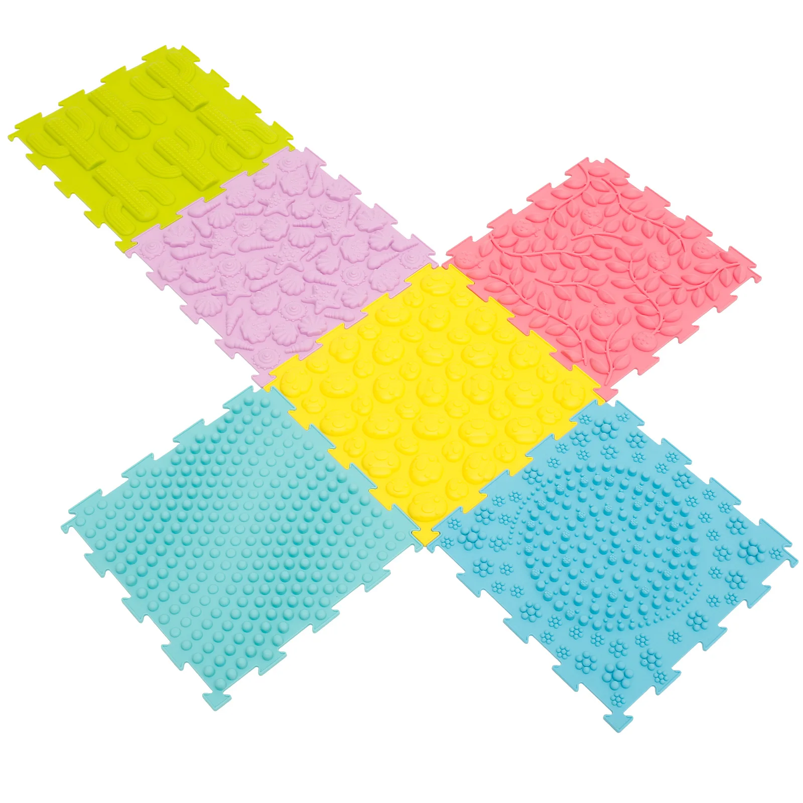 6 Pcs Sensory Mats Silicone Sensory Floor Tiles for Kids Lightweight Puzzle Play Mats Multifunctional Sensory Floor Mats for