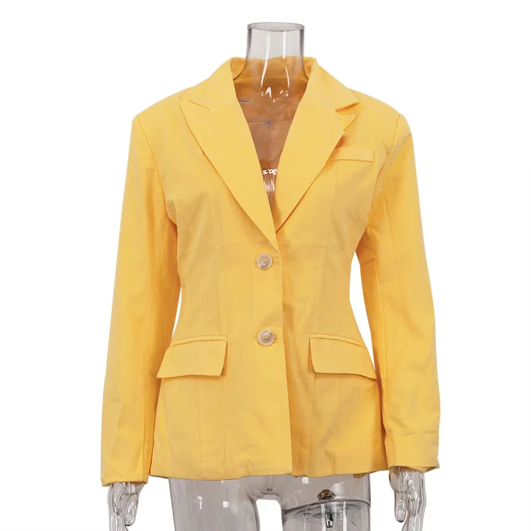 Ele Long Sve Open Vest Lente Herfst Flip Kraag Werk Woon-werkverkeer irt Casual Loose Fit Dames Busin Pak Jaet