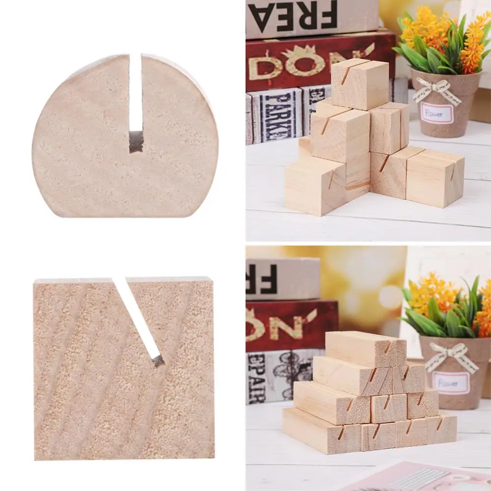 Fashion Natural Wood Paper Clamp Round Shape Base Wedding Supplies Clamps Stand Photos Clips Picture Frame Place Card