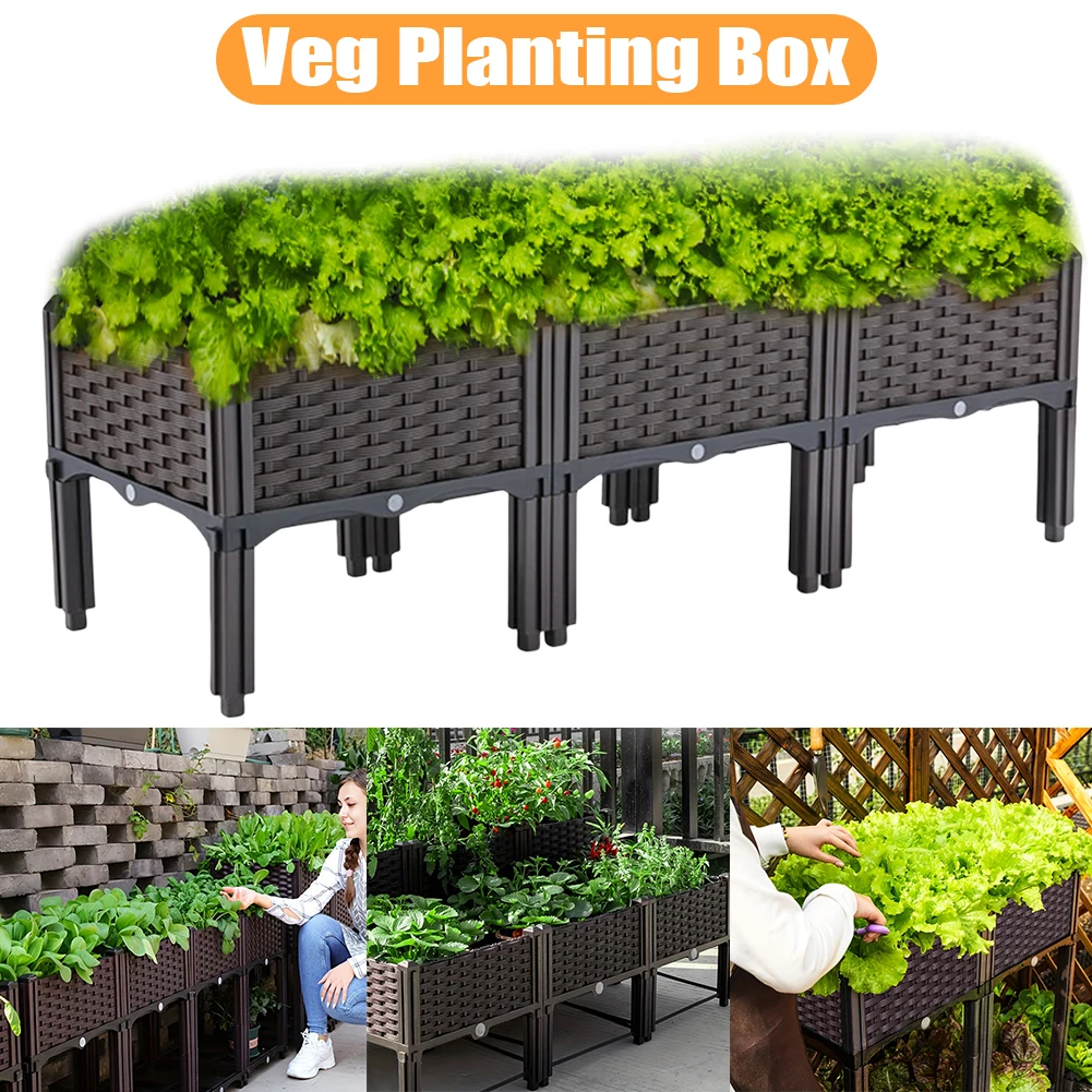 

Plastic Raised Planter Box with Legs Planting Container Raised Bed Propagation Box for Gardening Vegetables Fruits Flowers Herbs
