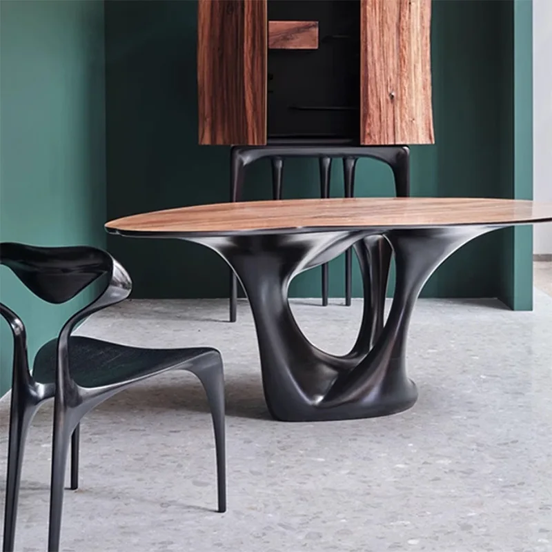 

Minimalist tripod shape small coffee table hotel model room oval special-shaped negotiation coffee table