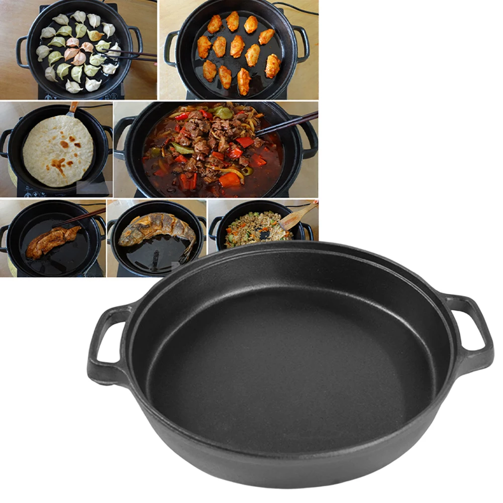 Gourmet BBQ Tray Cast Iron Skillet Solid Cast-iron Construction Even Heat Distribution Develops Non-stick With Seasoning