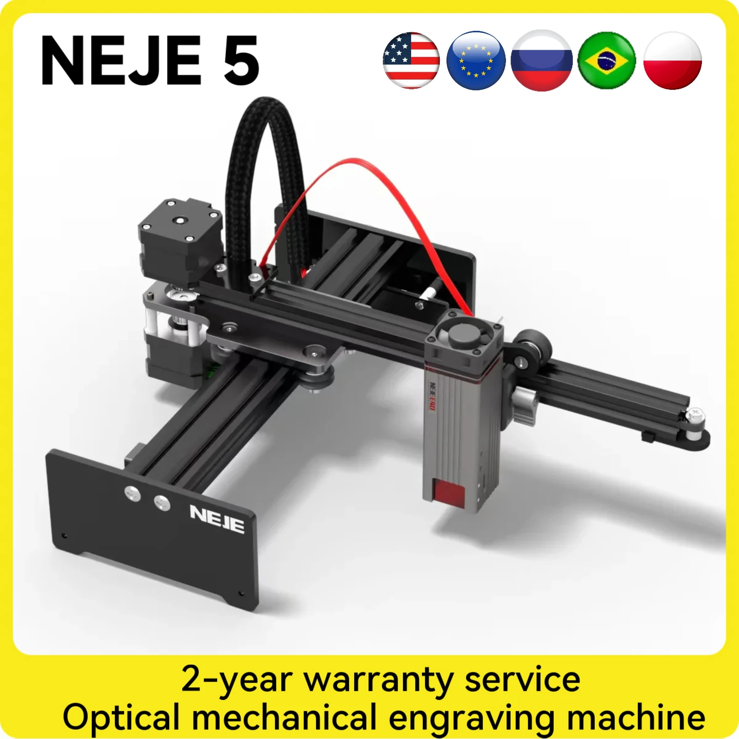 Fast Shipping from Overseas Warehouse: 7/12W NEJE 5 A40640/E40/E30/A40630 CNC Laser Engraver - Free Software, Suitable for Wood