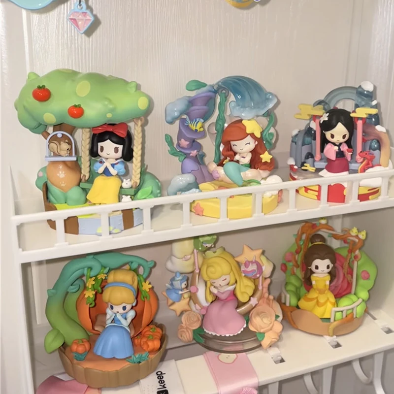 Disney Princess D-Baby Series Colorful Swing Action Figures Ariel Snow White Cinderella Model Doll Desktop Decoration Toy