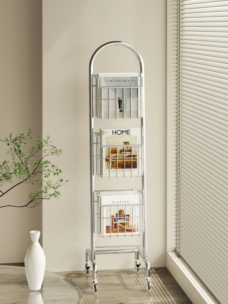 Second-hand Magazine and Newspaper Display Rack, Postcard Display Rack, Ins Style Mobile Office Information Rack