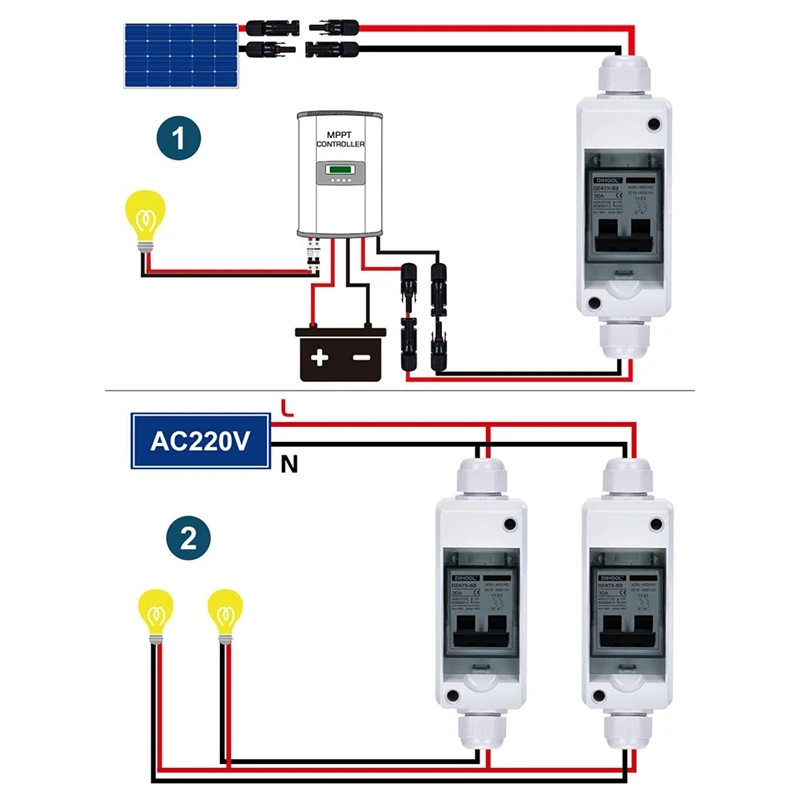 12V-400V DC Disconnect Switch Miniature Circuit Breaker With IP65 Distribution Box For Solar Panels