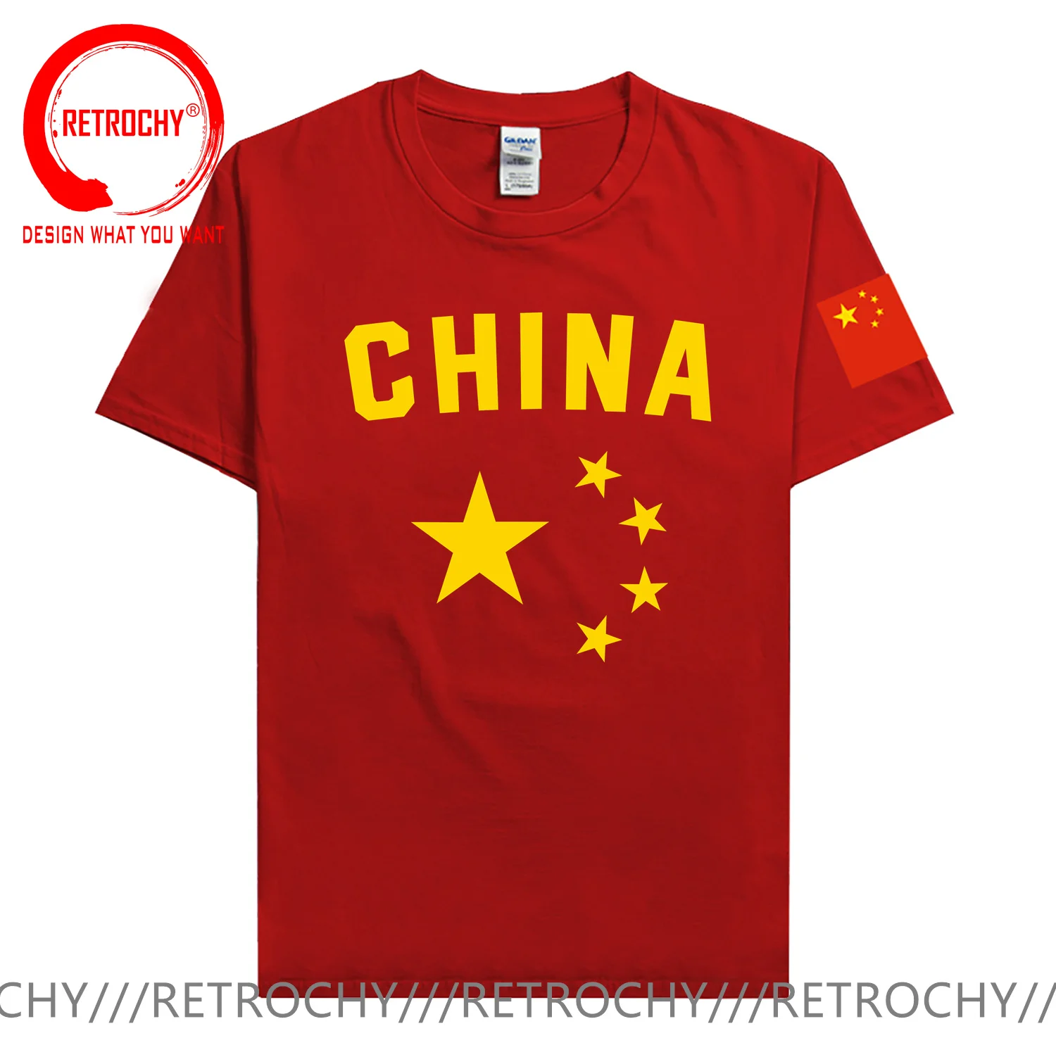 I Love China Minimalist Chinese Flag T-Shirt Vintage Clothes Breathable and Comfortable Cotton Tee Customizable T Shirt Men Tees
