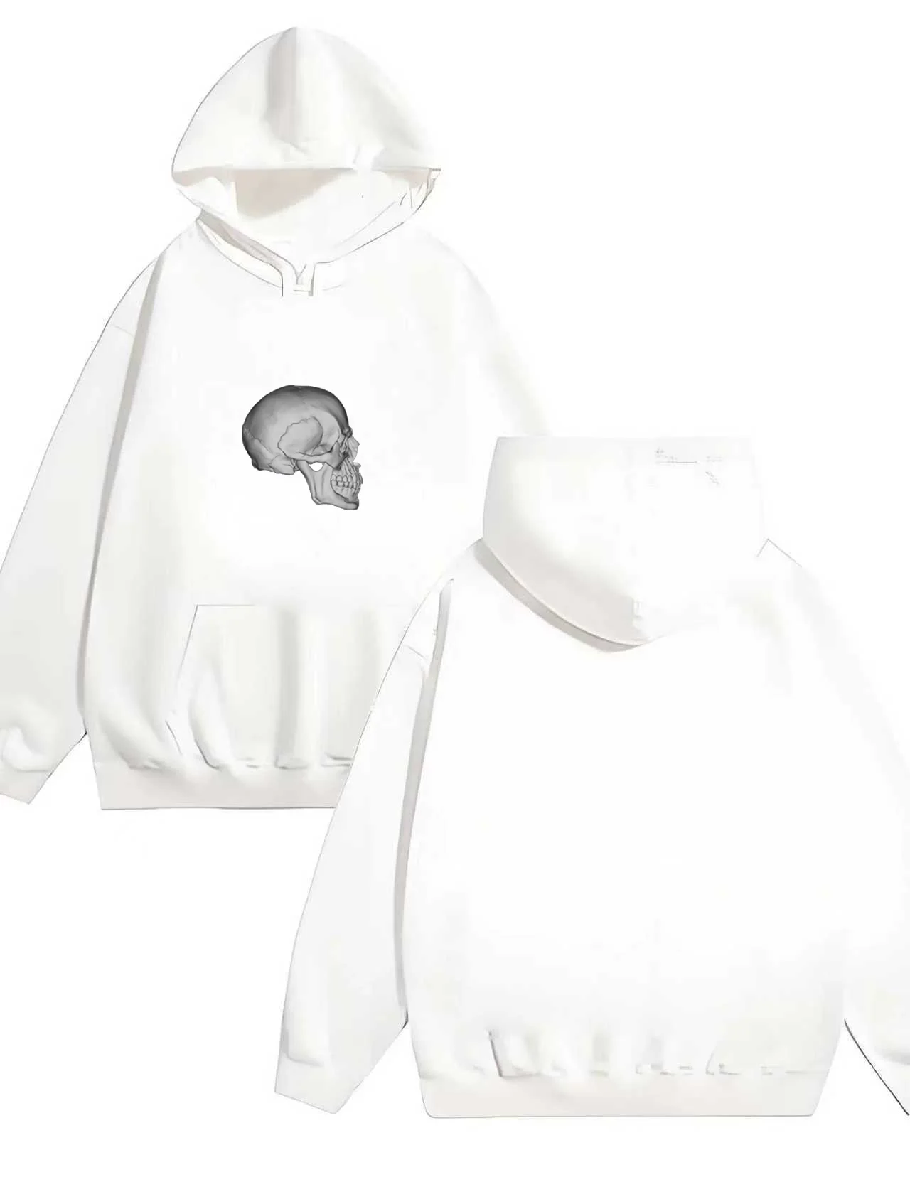 La felpa con cappuccio pesante 330G allentata in stile casual di ultima moda nel 2025 con stampe di teschi in stile Halloween