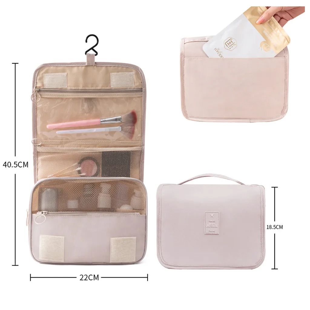 2024 New Travel Makeup Bag Waterproof Bathroom Wash Hook Cosmetic Toiletries Beauty Pouch Up Case Organizer Handbags