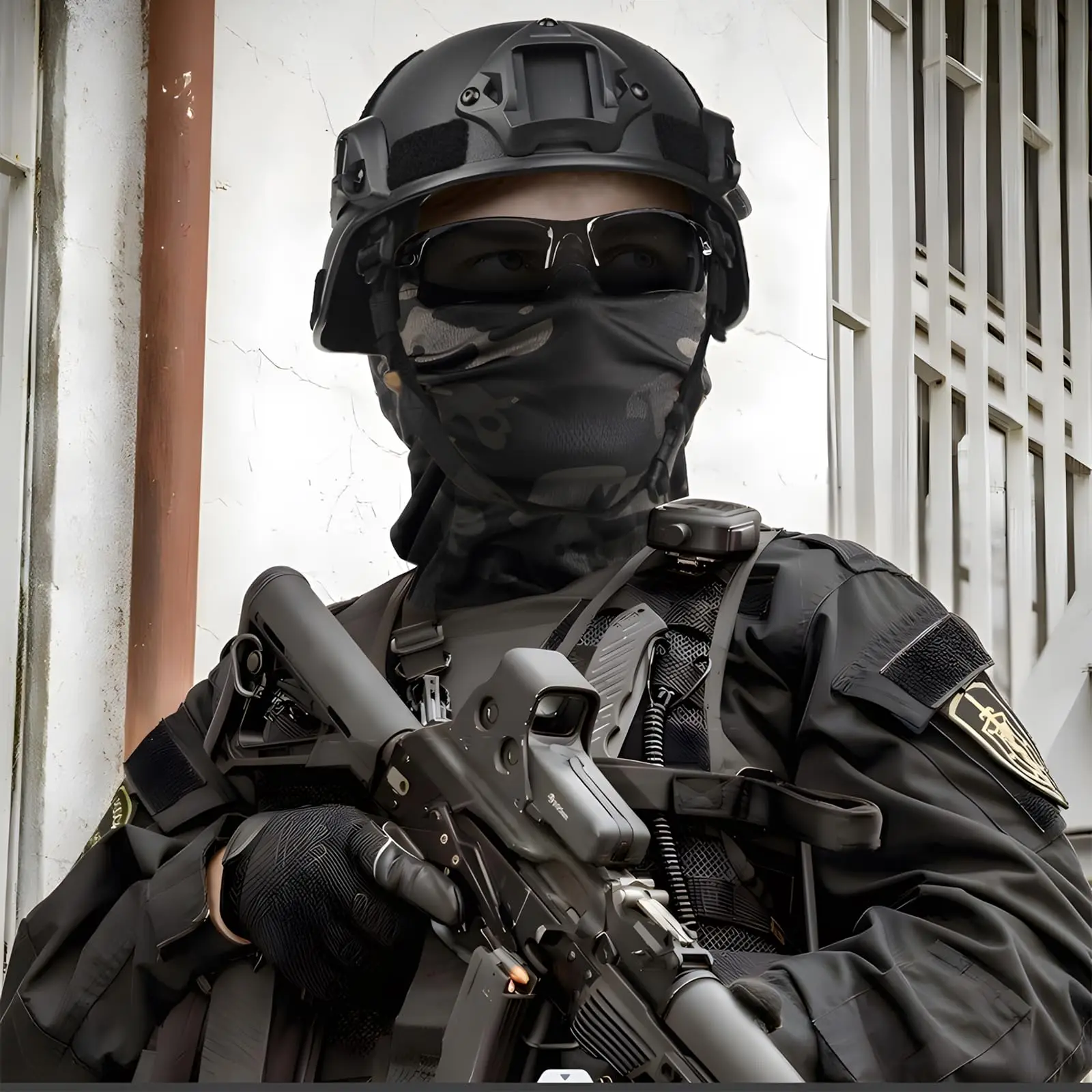 Casco táctico airsoft con máscara elástica y gafas antivaho - imagen 3