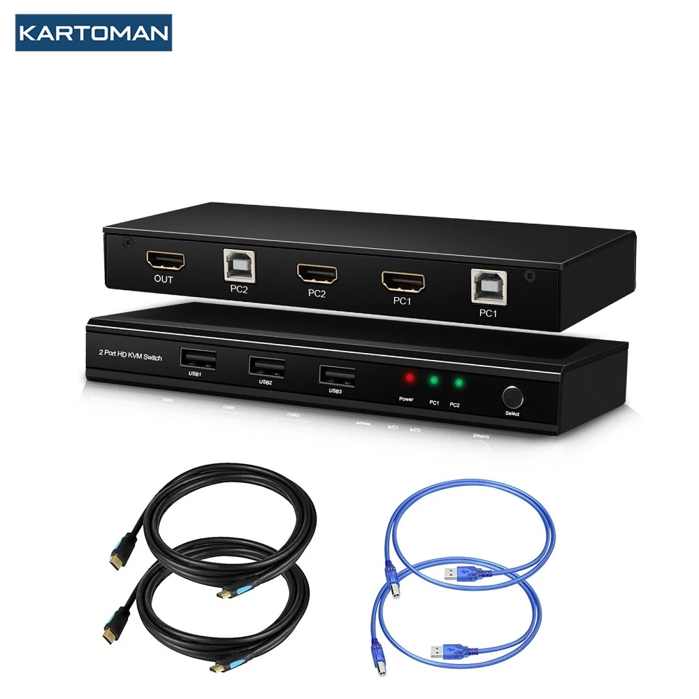 KVM switch 3 USB 2.0 HDMI-compatible 4K 30Hz Splitter Printer Mouse Keyboard Share Switcher Box Controller Adapter
