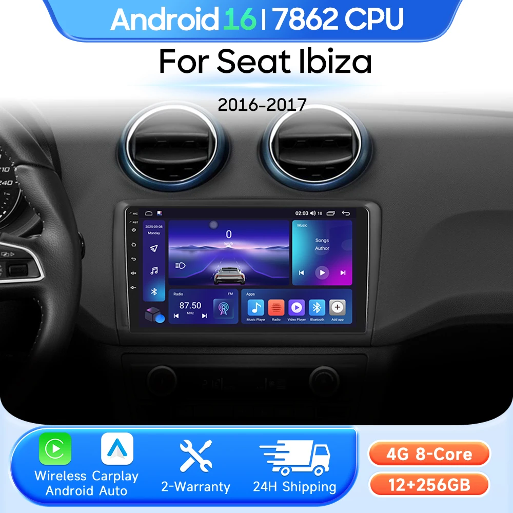 Reproductor Multimedia para Auto Seat Ibiza 2016-2017, Android 16, Radio Carplay, Auto 2din, GPS, Navegación, Estéreo, Video, Unidad Principal, DSP, 4G