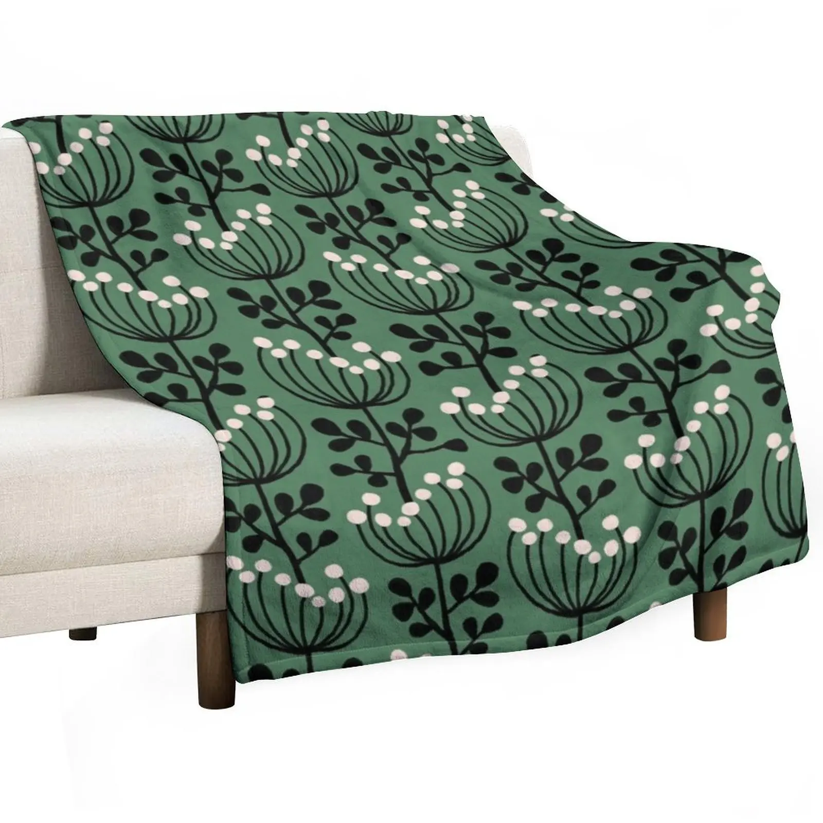 

Mimosa - Green Throw Blanket Retros Travel Blankets