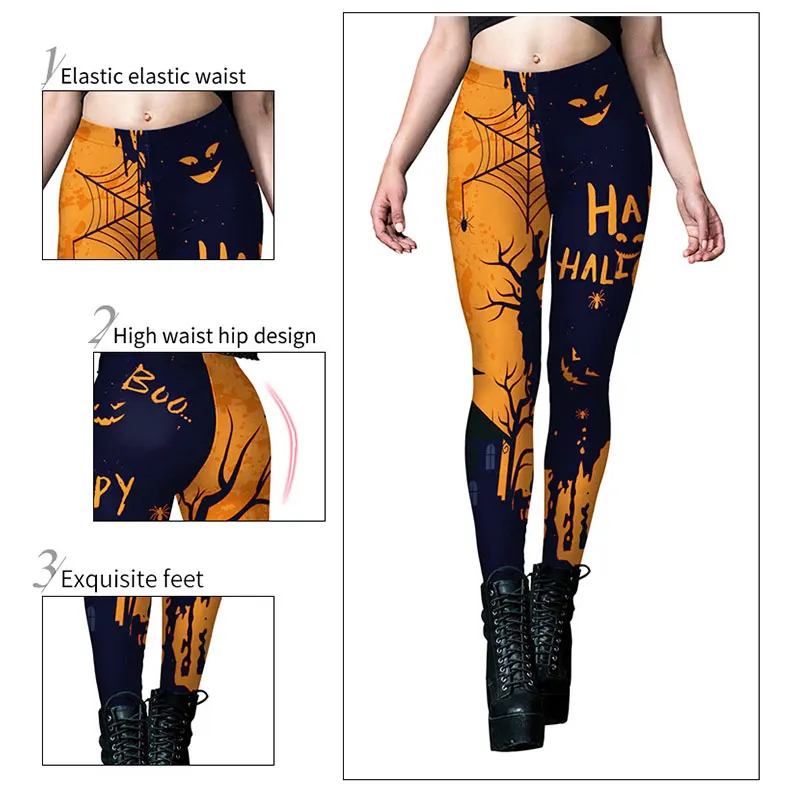 New Halloween Woman Fitness Leggings Skull Digital 3D Print Adult Woman Sexy Stretch Pant Slim High Waist Leggings