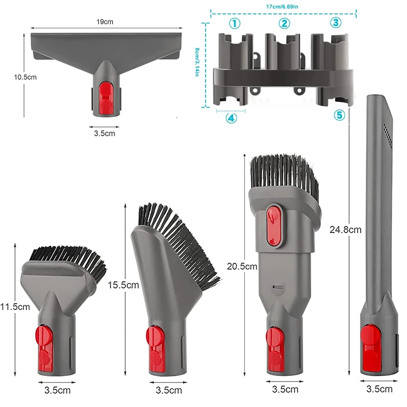 For Dyson V7 V8 V10 V11 V12V15 Replacement Nozzle Tool Vacuum Cleaner Spare Parts Including Flexible Hose Crevice Mattress Brush