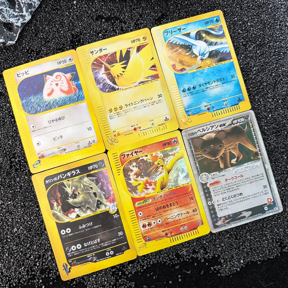 Cartão de Anime PTCG Feito à Mão, Cartão Único Clefairy Zapdos Moltres Articuno, Coleção Clássica de Cartões de Anime, Cartão de Jogo, Brinquedo de Cartão Colecionável