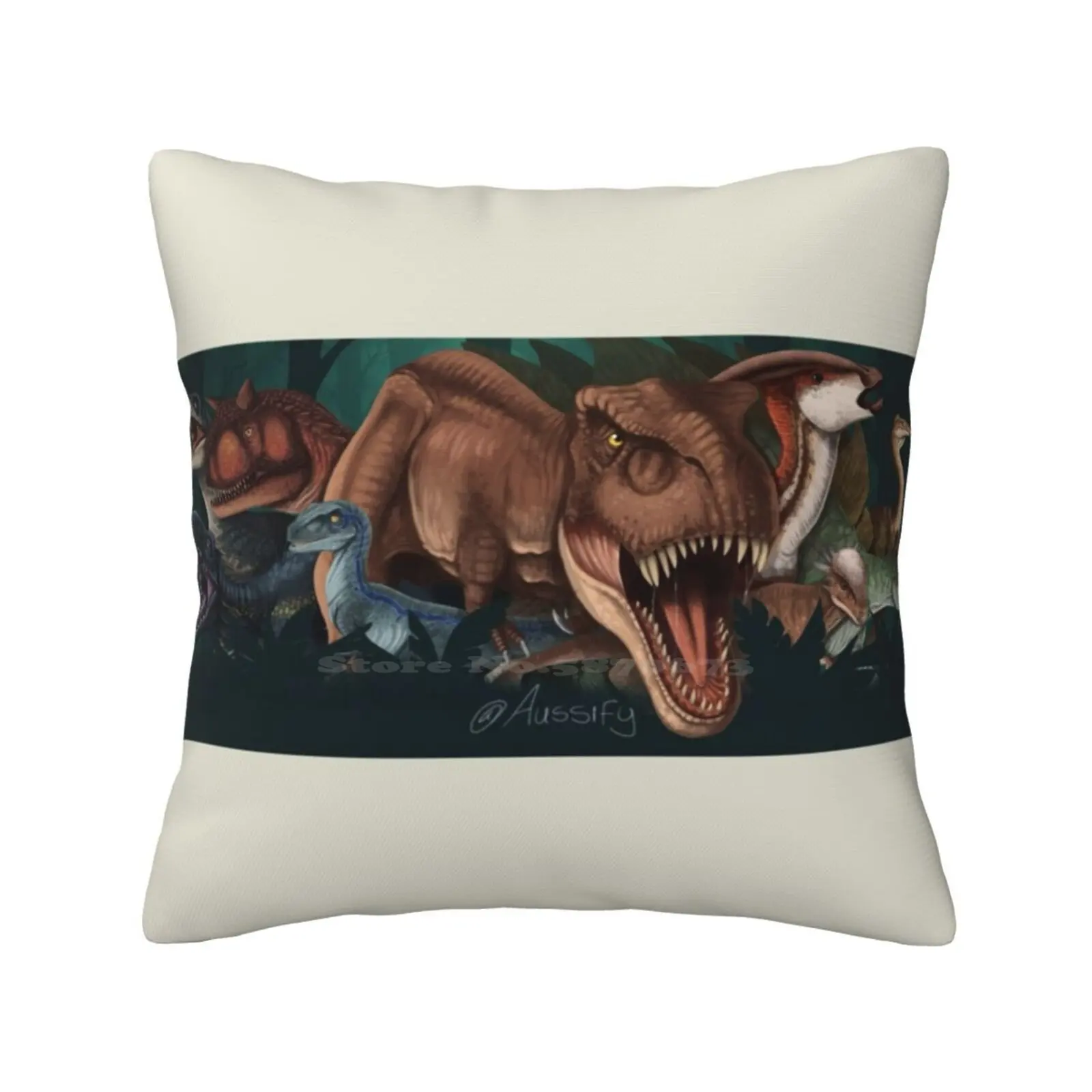 World Fallen Kingdom Pillows Case Bedroom Home Decoration Aussify Dinosaur Trex Tyrannosaurus Rexy Blue Velociraptor Indoraptor