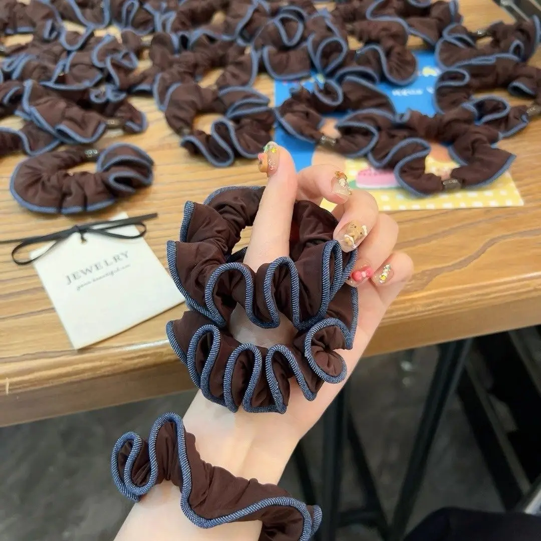 أنيقة Morandi اللون الفطريات حافة مرونة عالية الأمعاء قناع رباط شعر دائم الكرة رئيس ذيل حصان الشعر حبل إكسسوارات الشعر #2