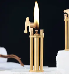 Brass handmade slim Retro Petrol Lighter portable Metal Brass Trenches Kerosenes Gasolines Oil Cigarette Lighters Men Gift