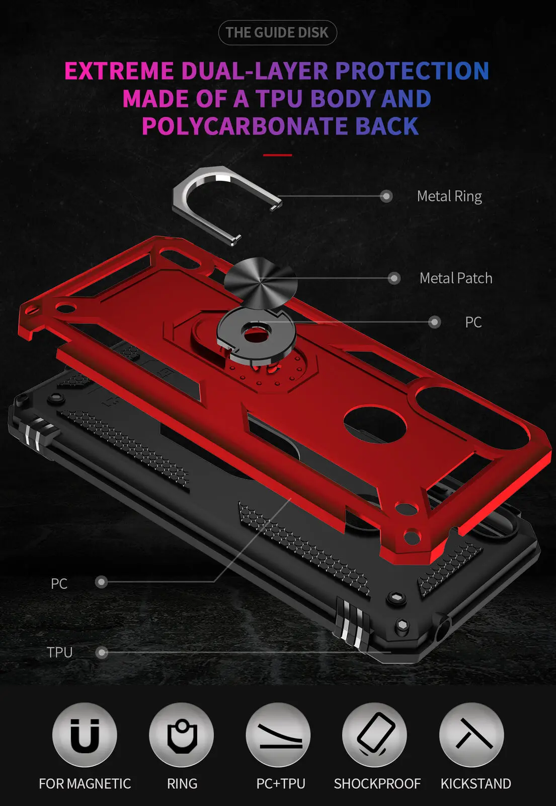 For Motorola Edge 20 Lite Fusion Pro Moto E7i Power E6s Plus E 2020 Shockproof Ring Stand Holder Case Cover cover+Tempered Glass