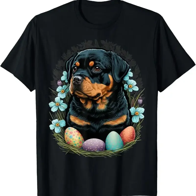 Easter Rottweiler Bunny Eggs Dog On T Shirt