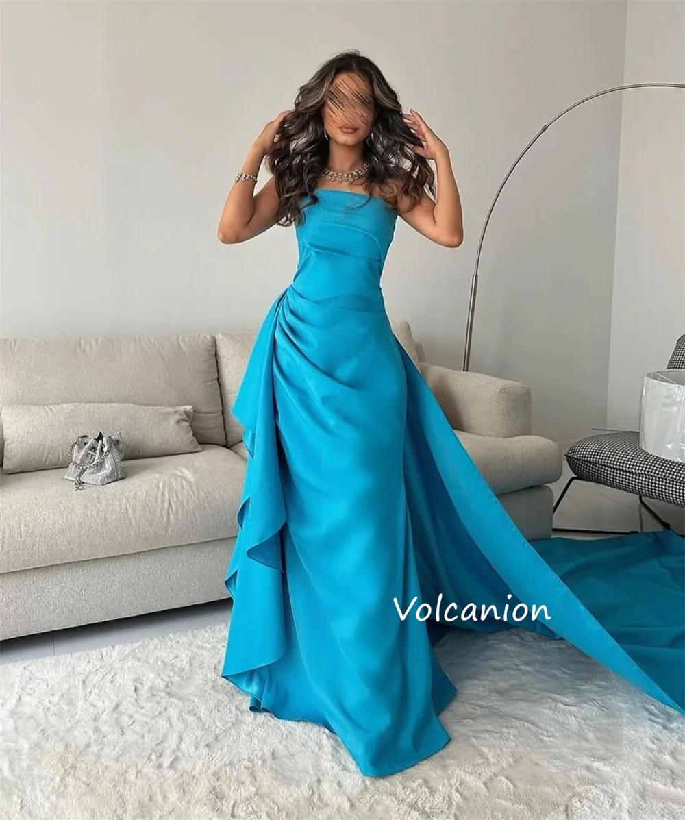 Gaun Panjang Tanpa Tali A-line Wiru Kustom Dipesan Lebih Dahulu Acara Pesta Malam Formal Indah Kualitas Tinggi