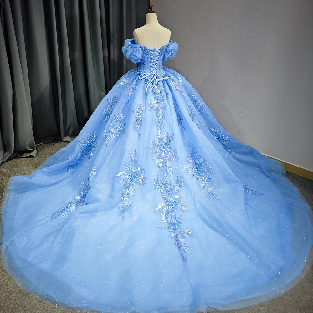 Zoete Charmante Mexico Lila Quinceanera Jurken Voor 16 Jaar Meisjes V-hals Bloemen Aangepaste 15 Party Gown Vestidos De XV Años