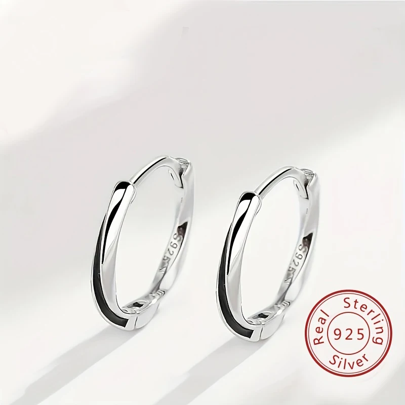 925 Sterling Silver Earrings Mobius Ring Earrings Trendy Men's Cold Style Niche Design Geometric Earrings