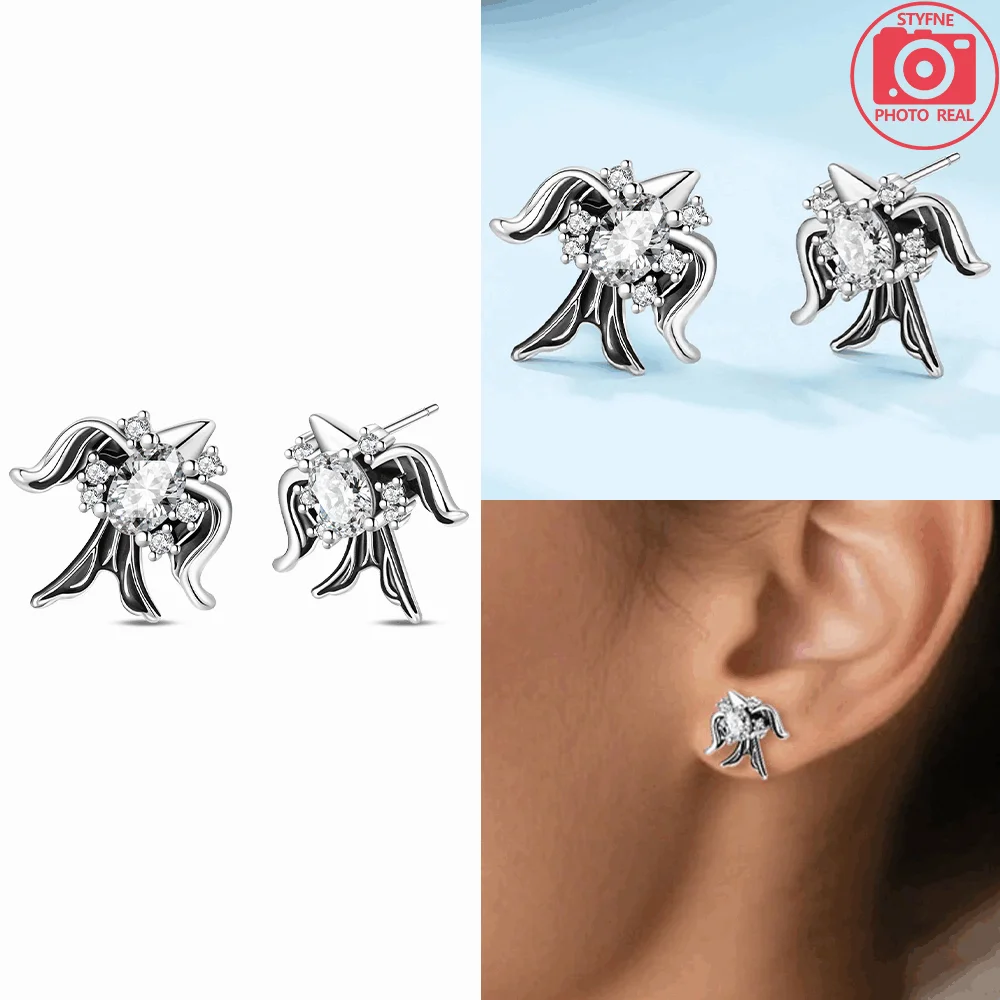 925 Silver Flying Bird Earrings Sparking Zircon Swallow Stud Earrings for Women Birthday Anniversary Gifts Fashion Jewelry