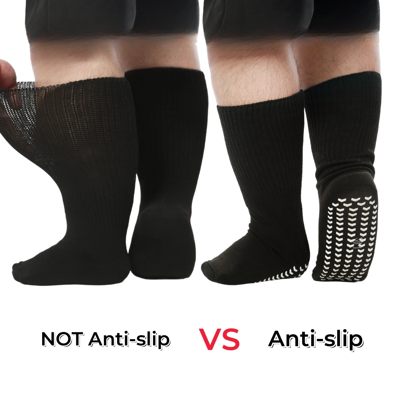 Unisex Anti-Slip Oversized Extra Wide Diabetic Socks Bariatric Gripper Socks with Good Elasticity for Swollen Feet Women\'s Men\'s