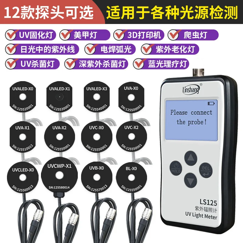 Linshang LS125 Penguji UV Penerangan Lampu UV Meteran Daya Irradiometer Deteksi Intensitas UVA Multi-saluran