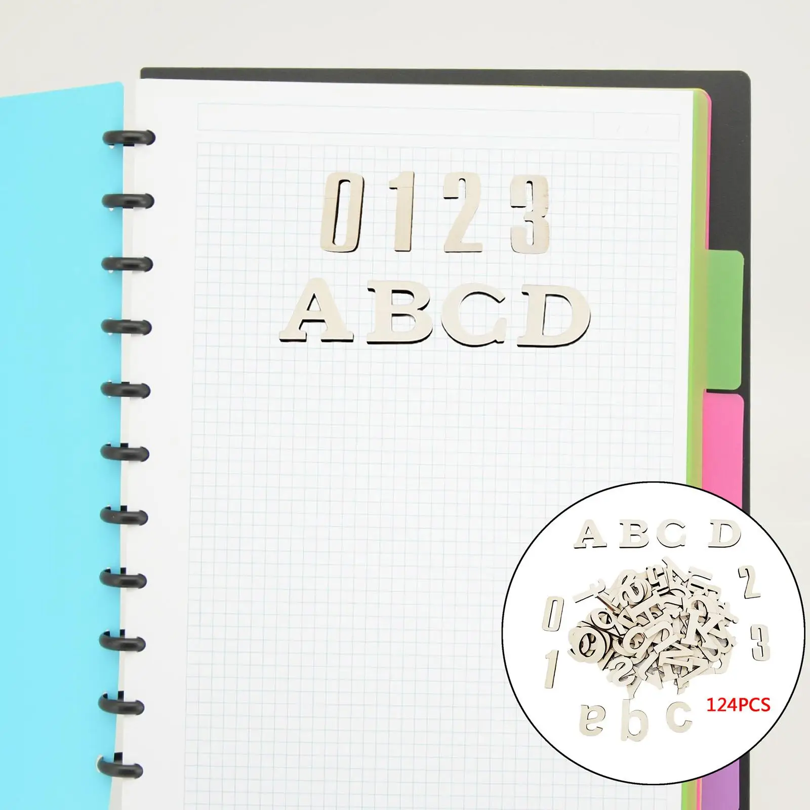 ตัวอักษรภาษาอังกฤษแบบตัดจากไม้ 124 ชิ้น ตัวเลขไม้ ตัวอักษรไม้ขนาด 4 ซม. สำหรับห้องเด็ก