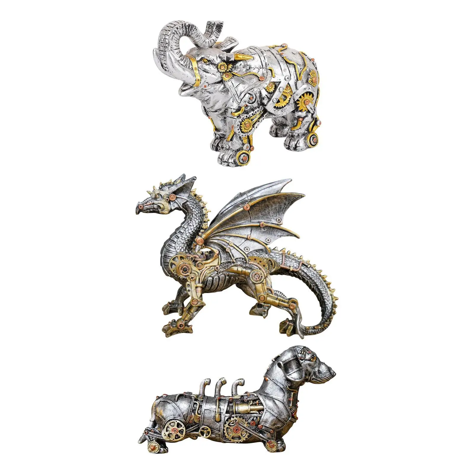 Mechanical Statue Resin Steampunk Craft Animal Statue for Living Room Office Entrance