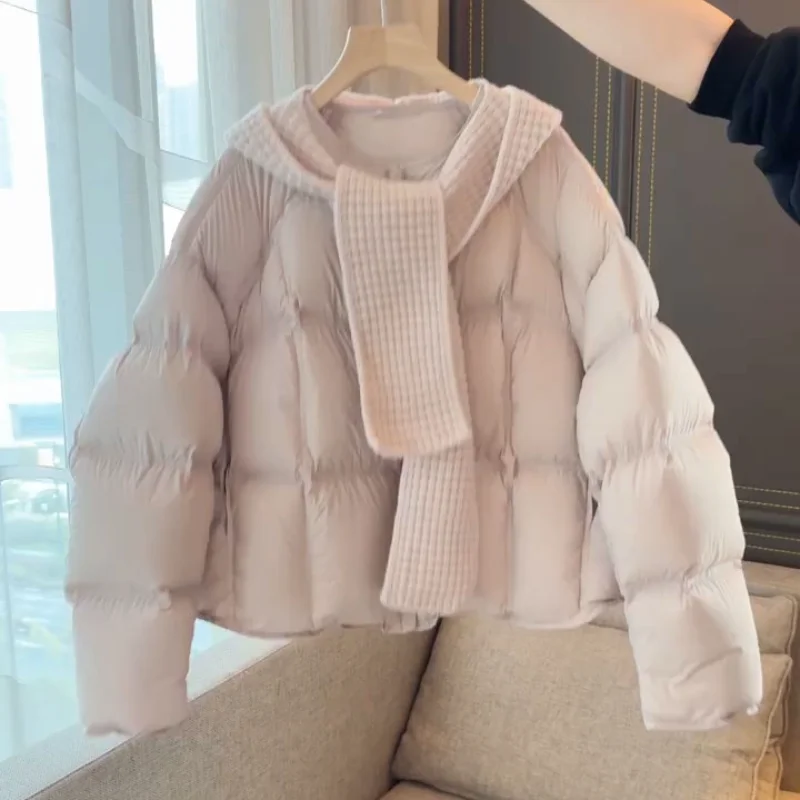 

Korean Sle ort Thiened Pink Cotton Jaet Women's Winter Warm Outerwear Top Sweet Fre Sle 2025 New Arrival