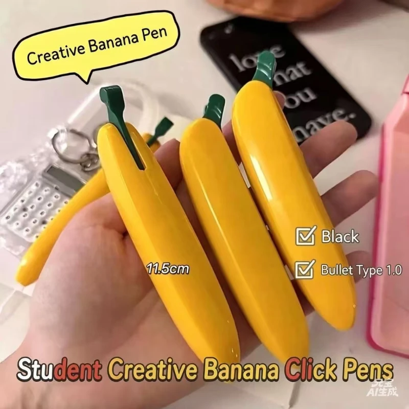 Büro- und Schulbedarf Kreativer Stift in Bananenform 1.0 Kugelschreiber Simulierter Druckknopf Kunststoff Kinder Cartoon Spielzeug Großhandel