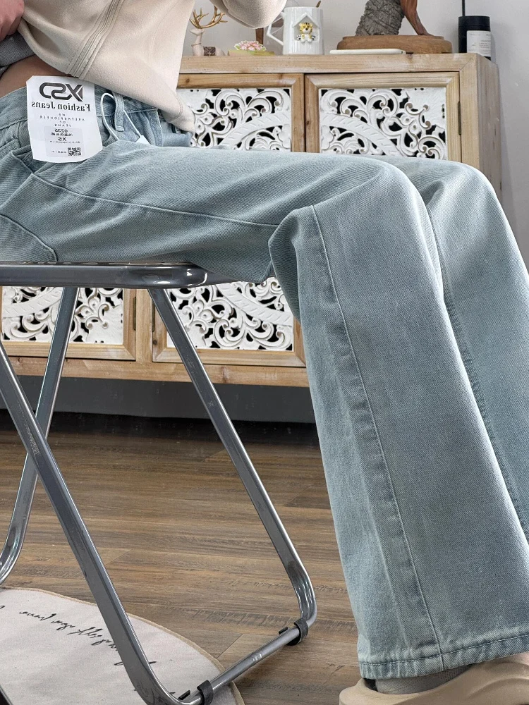 

Широкие джинсы женские темные академические одежды на пуговицах с застежкой-молнией с поясом и пряжкой регулируемый пояс женский джинсовый модный базовый