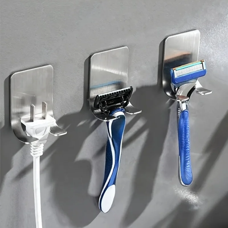 Bathroom Stainless Steel Razor Holder Storage Hook Wall Men Shaving Shaver Shelf Punch Free Razor Rack Accessories Organization