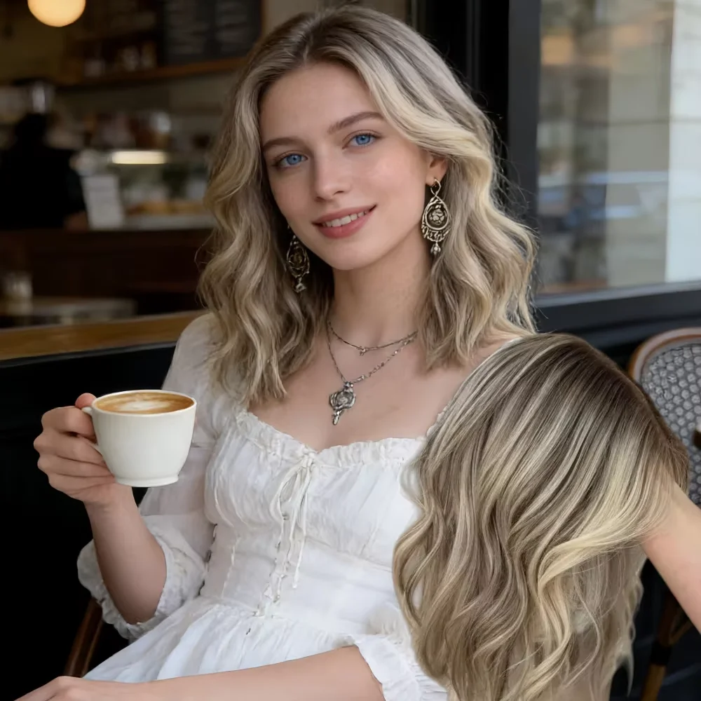Highlight Blond 24Inch Body Wave Natural HD Lace Wig with for Women Pre-Plucked Transparent Lace Frontal Versatile Hair Wig