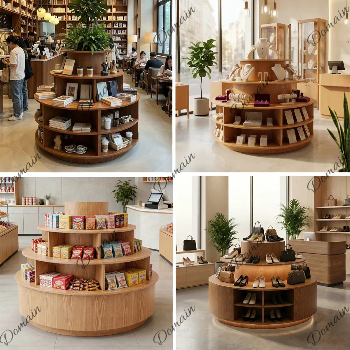 Solid wood round Nakajima stand display stand cylindrical display jewelry store commercial product display Nakajima cabinet