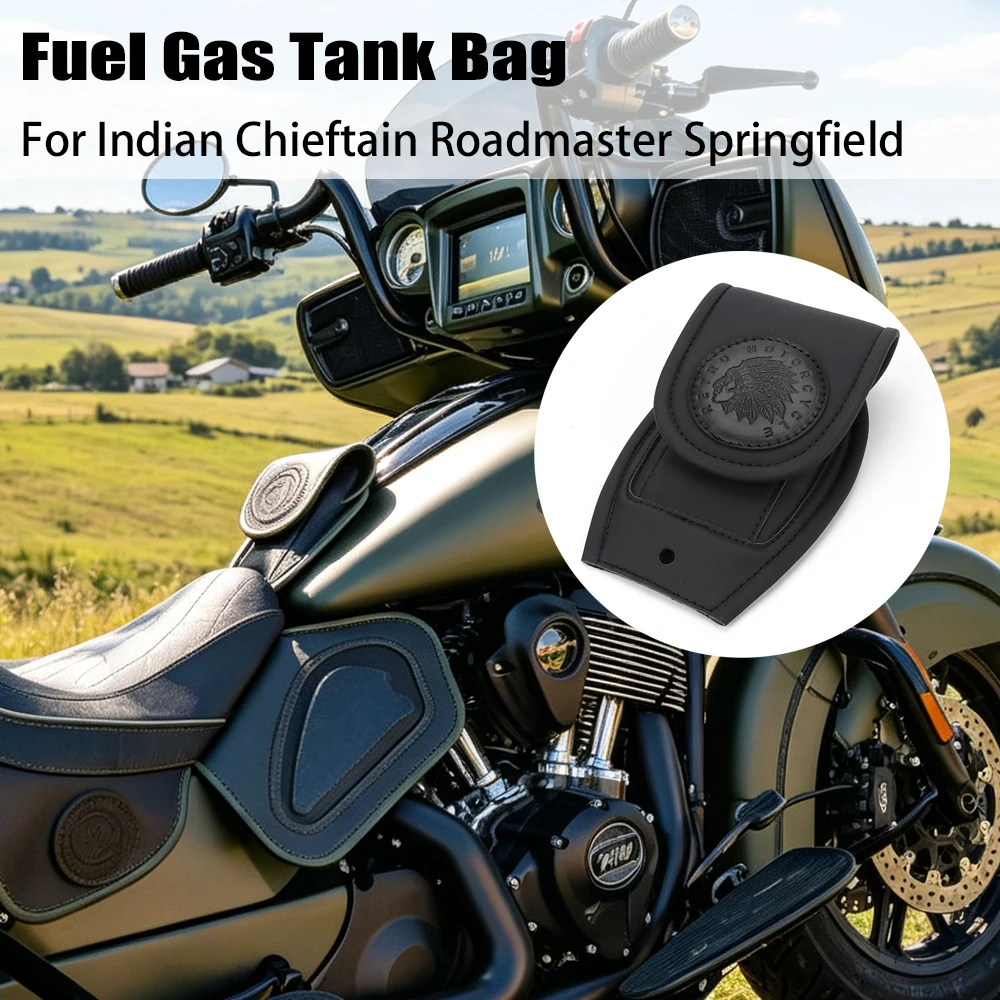 New Motorcycle Accessories For Indian Chief Vintage 2014-2022  Roadmaster Dark Horse 2014-2024 Leather Tank Pouch Cover Black