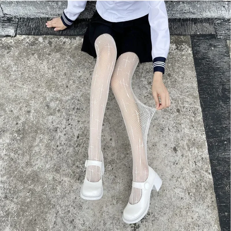 Collants gothiques Lolita pour filles, imprimés Crux, chaussettes longues en maille et Nylon pour femmes, bas de corps Sexy de fête, Costumes en résille