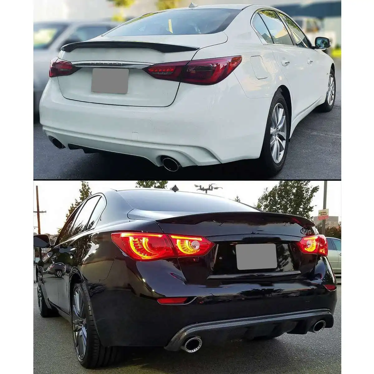 Car Exterior Accessories VIP Painted Glossy Black JDM OE Style Spoiler Roof Spoiler Wing For INFINITI Q50 2014-2020  For Jdm