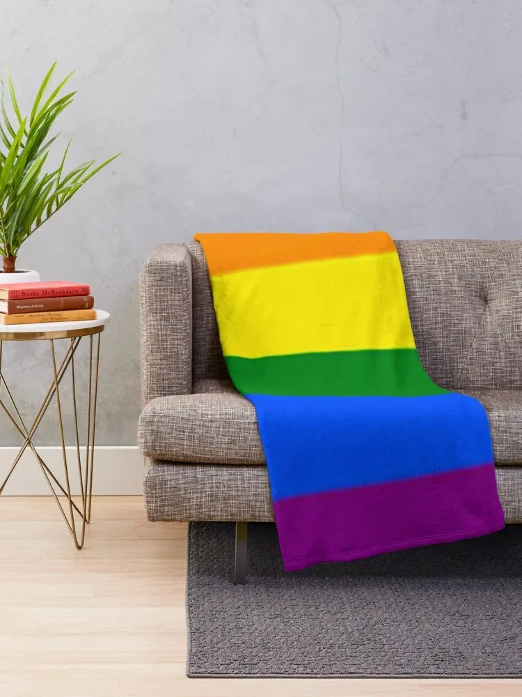 Coperta da tiro con bandiera LGBT (bandiera arcobaleno) per coperte Vintage per divani decorativi