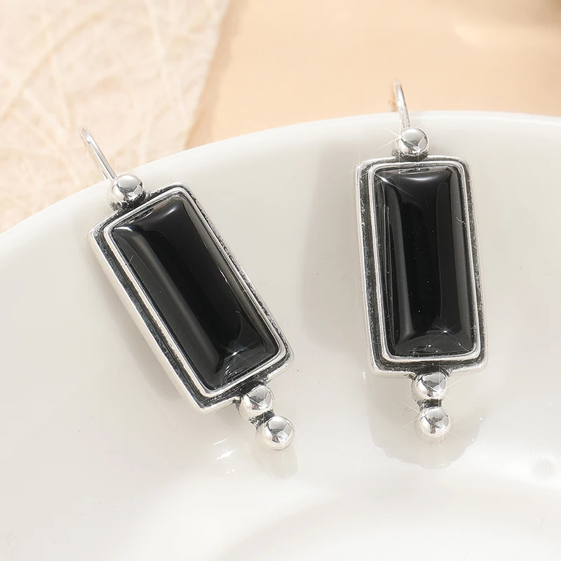 Schwarze Exquisite Quadratische Kristall-Tropfenohrringe für Damen, Trendige Einzigartige Schlichte Elegante Anhänger-Ohrringe, Party-Schmuck Geschenke